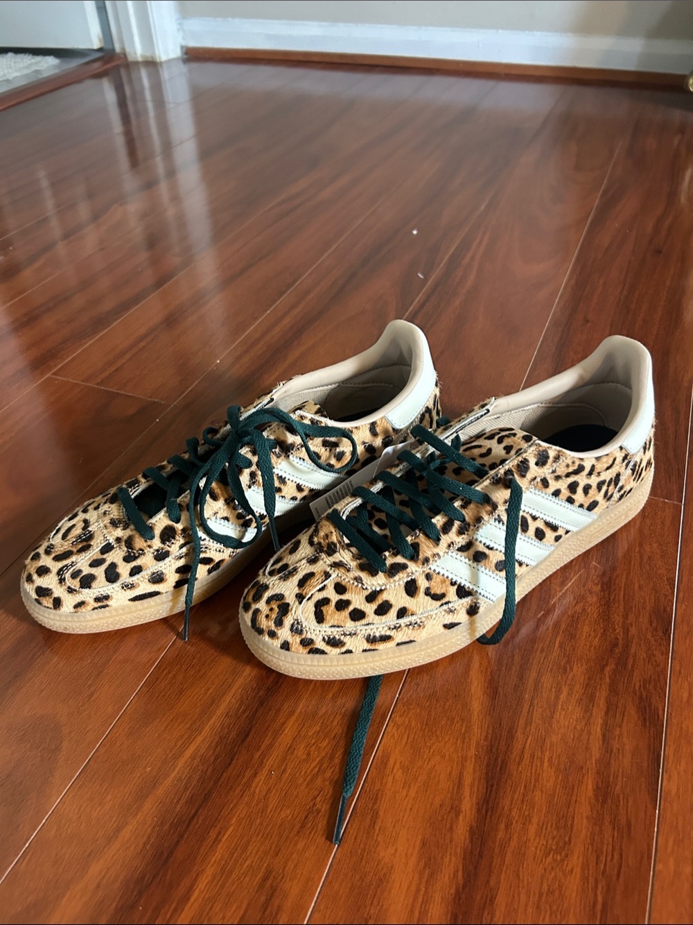 adidas Leopard Print Gazelle Sneakers in Beige, Black and Green
